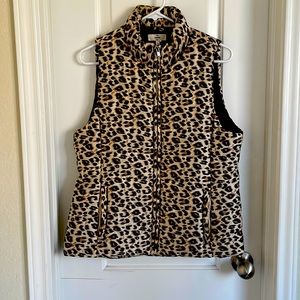 Leopard print puff vest
